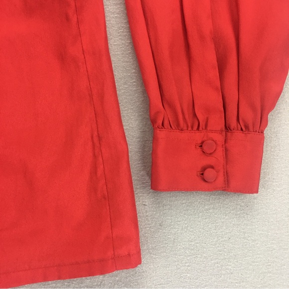 Vintage L'Abeille Beeline Pleated Blouse Top Shirt Womens SZ 8 Business Wear Red - Picture 8 of 11